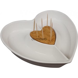 PORCELANOWE SERCE Z BAMBUSEM DO ZAKĄSEK PRZYSTAWEK