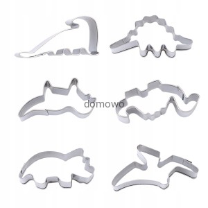 METALOWE małe FOREMKI WYKRAWACZE DINOZAURY 6 szt